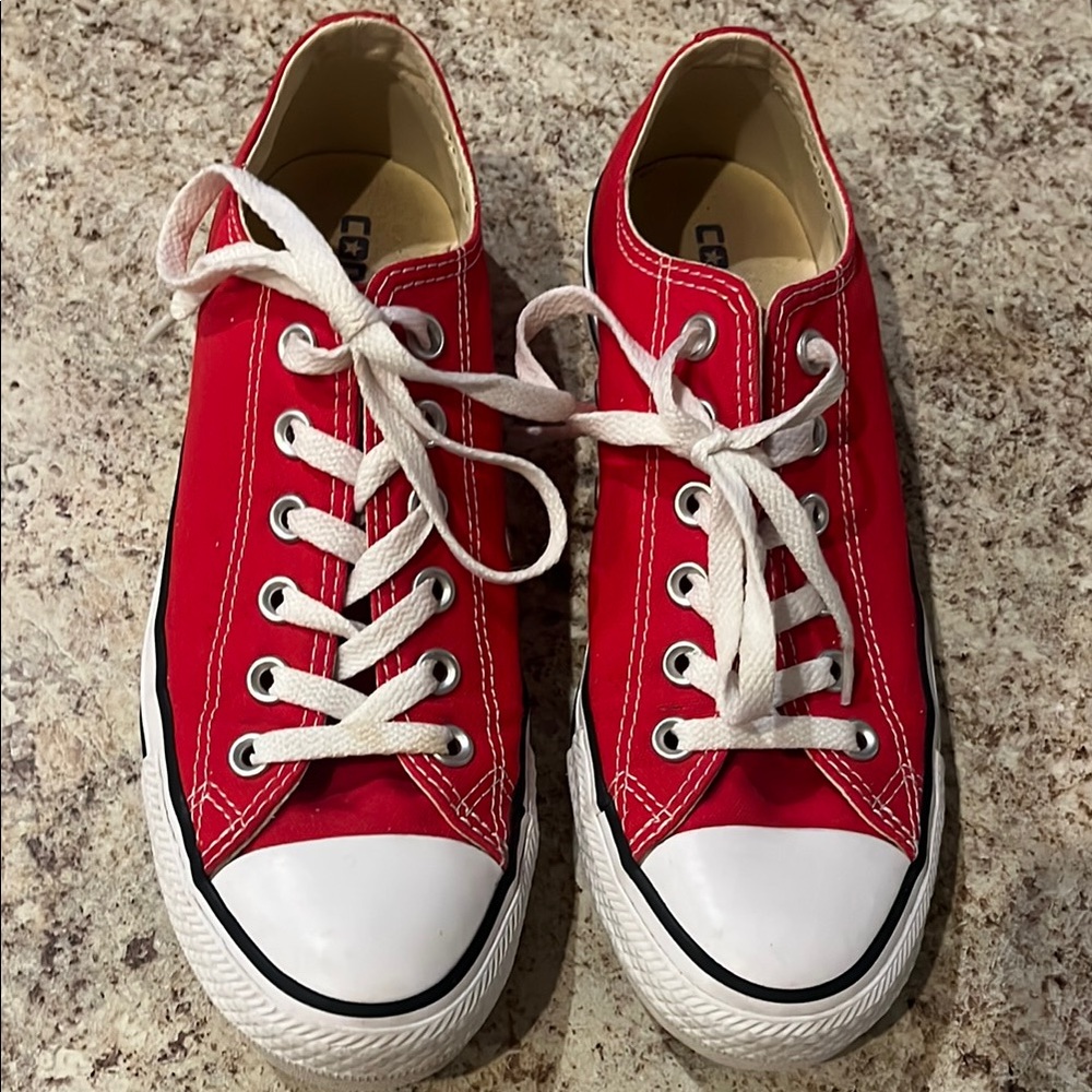 Converse Red Sneakers with Canvas Upper and Rubber Sole